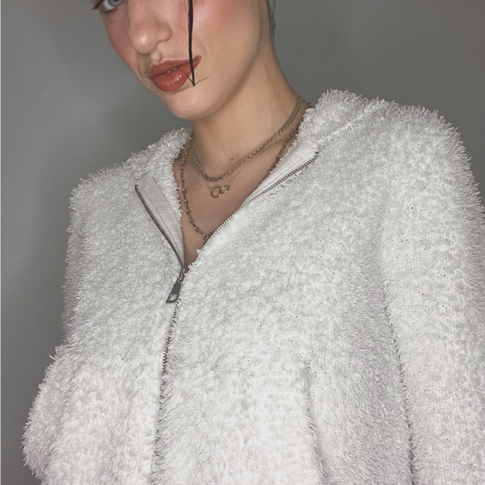 BABATON Plush White Sherpa Sweater